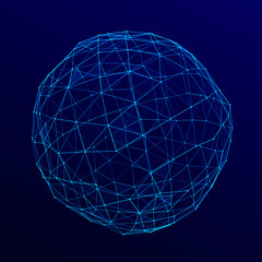 Abstract 3d sphere. Sphere particles. Global network connection. Futuristic technology style. Big data visualization. 3d rendering.