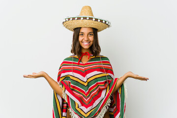 Young mexican woman isolated on white background