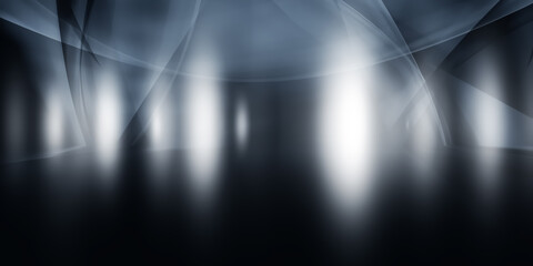 Dark black studio room with spotlight backdrop wallpaper, blank perspective for show or display your product montage or artwork. 