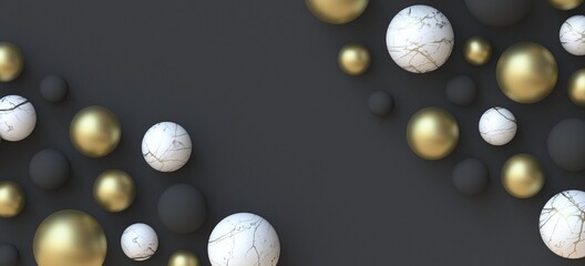 Abstract background made of different material balls 3D