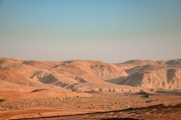 Fototapeta na wymiar sandy hills in the desert of Israel, Red Canyon near the city of Eilat.