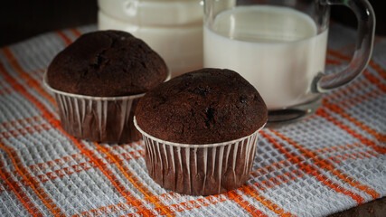 Milk and two muffins