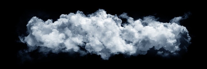 Set of white cloud on black background. Wide sky and clouds dark tone.