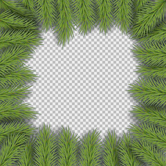 Fototapeta na wymiar Vector christmas frame with pine branches with space for design.