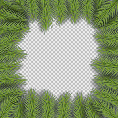Vector christmas frame with pine branches with space for design.