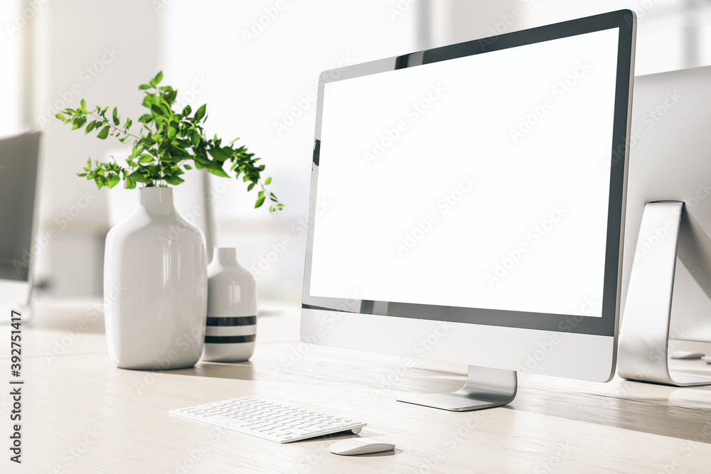 Poster contemporary office with computer on table