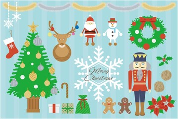 クリスマスのオシャレなイラストセット