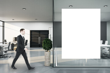 Businessman walking in conference office room