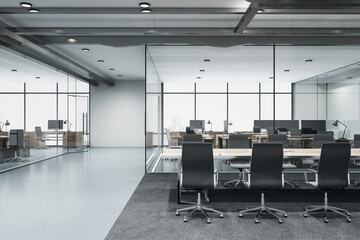 Contemporary conference room with meeting table