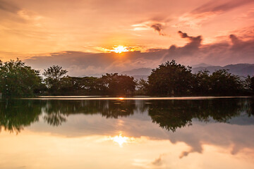 
landscape at sunset and glow on the lake and nature.Photo taken in Colombia