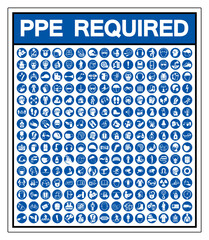Set Of PPE Required Symbol Sign, Vector Illustration, Isolated On White Background Label .EPS10