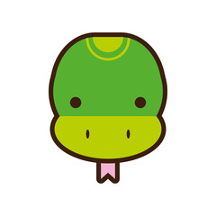 cute little snake kawaii animal line and fill style