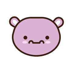 cute hippo little kawaii animal line and fill style