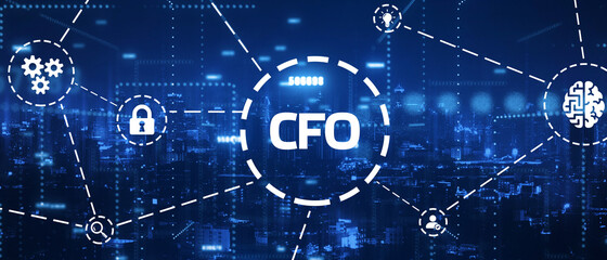 Business, Technology, Internet and network concept.  virtual screen of the future and sees the inscription: CFO