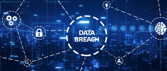 Business, Technology, Internet and network concept. word: Data breach