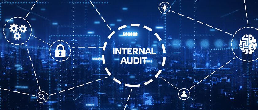Business, Technology, Internet and network concept. virtual screen of the future and sees the inscription: Internal audit