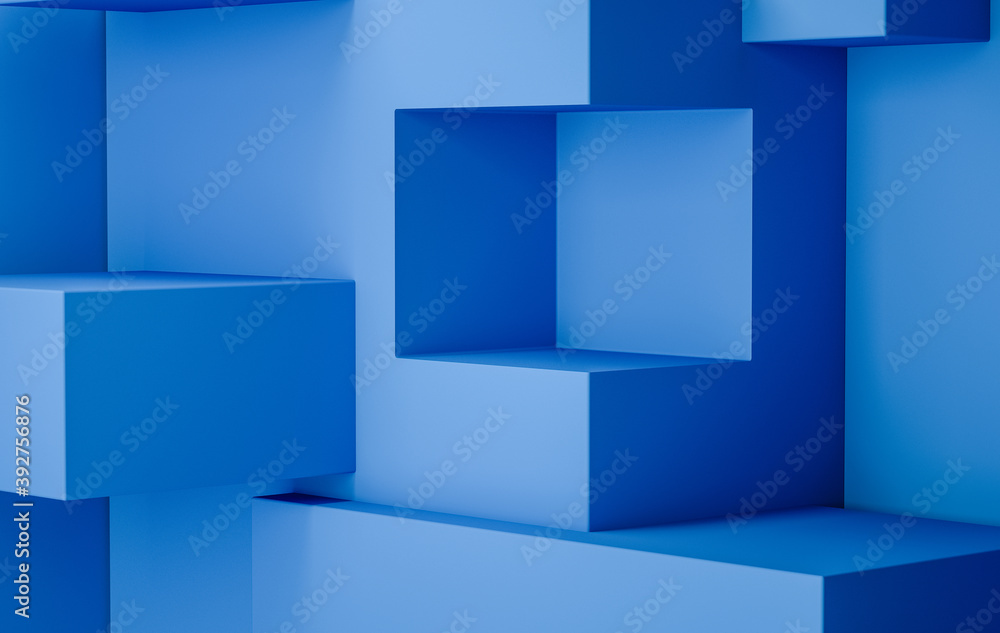 Poster 3d rendering stage display background blue color