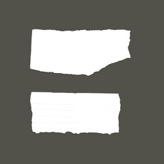 Obraz premium White ripped note, notebook paper stuck with sticky tape on black background.