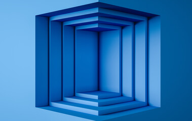 3d rendering stage display background, blue colore color