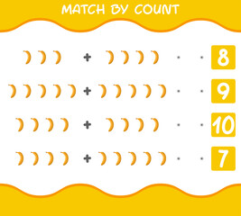 Match by count of cartoon bananas. Match and count game. Educational game for pre shool years kids and toddlers