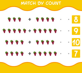 Match by count of cartoon red grapes. Match and count game. Educational game for pre shool years kids and toddlers