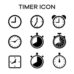 Collection of time and hour marker icons. Suitable for design elements of clock, time limit, and duration. Alarm and Timer icon collection.