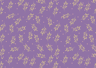 紫色の植物柄テキスタイル