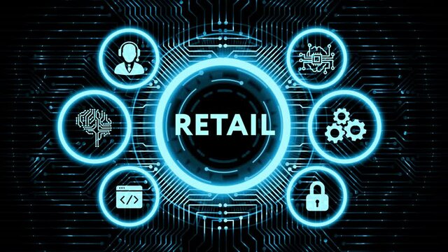 The concept of business, technology, the Internet and the network. Virtual screen of the future and sees the inscription: Retail