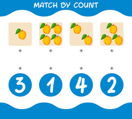 Match by count of cartoon apricots. Match and count game. Educational game for pre shool years kids and toddlers