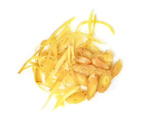 finger root or Chinese's Ginger sliced isolated on the white background