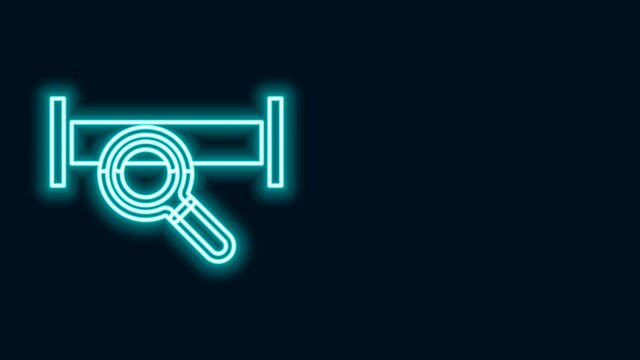 Glowing neon line Industry metallic pipe icon isolated on black background. Plumbing pipeline parts of different shapes. 4K Video motion graphic animation