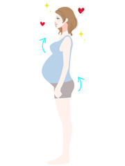 良い姿勢の妊婦のイラスト