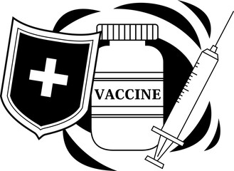  Monochrome cute virus preventive vaccine injection