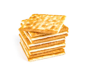 square crackers isolated on white background.