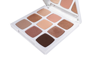 neutral toned eyeshadow make up palette isolated on a white background