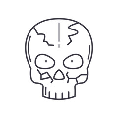 Skull icon, linear isolated illustration, thin line vector, web design sign, outline concept symbol with editable stroke on white background.