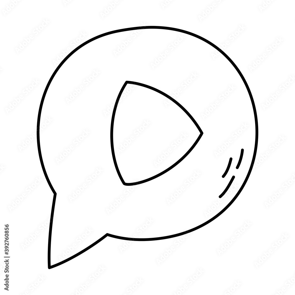 Poster speech bubble with play button social media line style icon