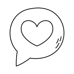 speech bubble with heart social media line style icon