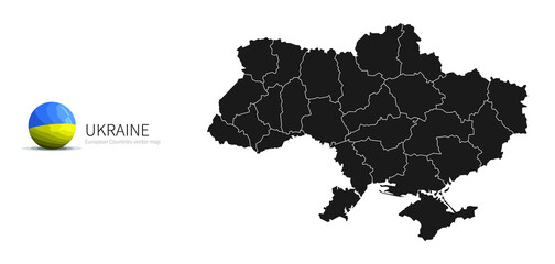 Ukraine Map and Flag Icon Map of European countries.