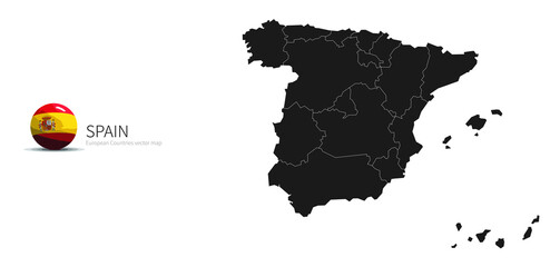 Spain Map and Flag Icon Map of European countries.