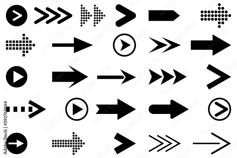 Poster set with different arrows pointers. ui design. cursor line icon. stock image. eps 10.