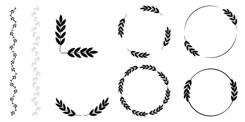 Vintage floral ornament. Wreaths wreath elements in sketch style. Retro sketch invitation. Stock image. EPS 10.