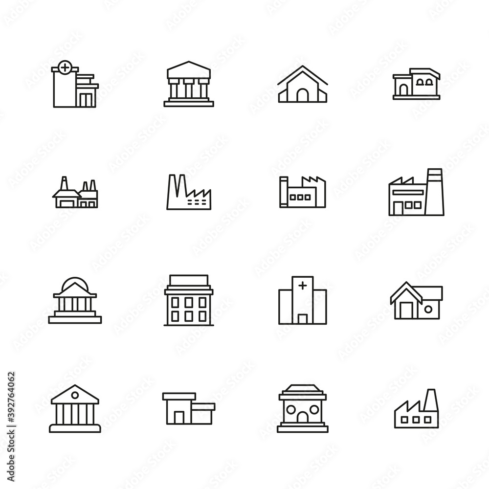 Aufkleber simple set of architecture icons in trendy line style.