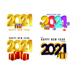 Set happy new year 2021 design vector template. Design for calendar design, banner or print.