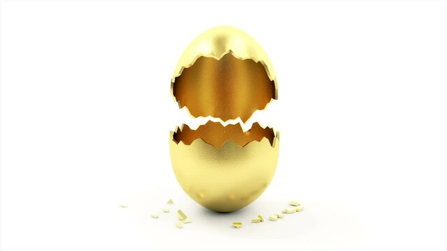 Empty Golden Egg Open. Success Symbol or Happy Easter Concept.