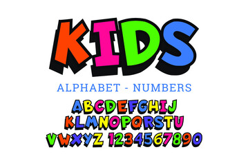 Kids alphabet and number design vector illustrations.
