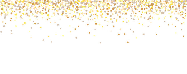 Golden falling stars isolated on white background. Abstract vector background.