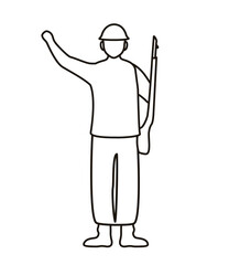soldier with rifle silhouette figure line style icon