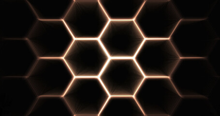 mystery hexagonal background design with blue light.