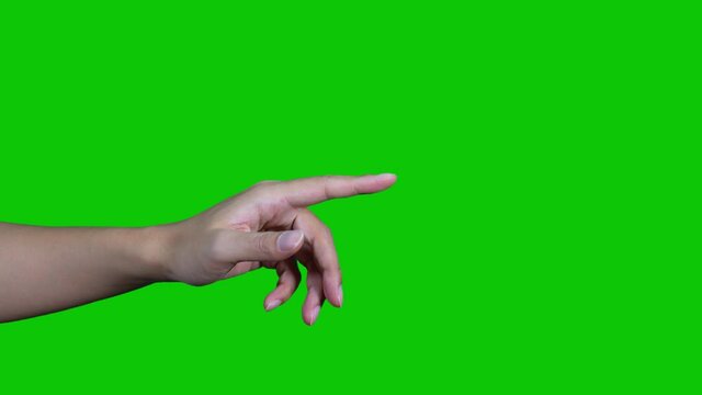 指差す手　クロマキー合成用グリーンバック　スローモーション